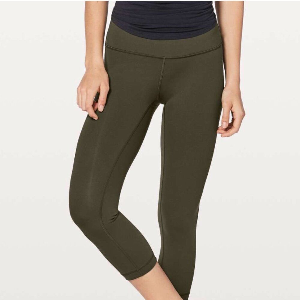 Lululemon Wunder Under Crop (Hi-Rise) *Full-On Luxtreme 21" Dark Olive Size 6